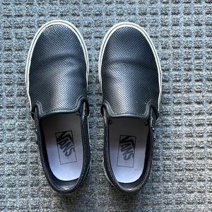 Black Leather Slip On Vans